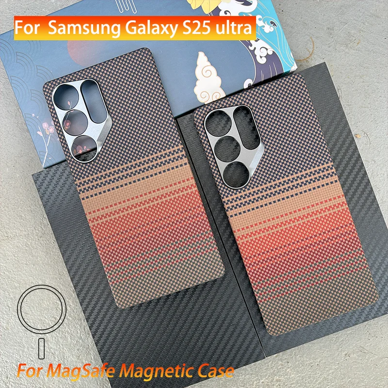 

For MagSafe Magnetic Case for Samsung Galaxy S25U S25 Plus Ultra Aramid Carbon Fiber Cover Ultra-Thin Armor Protective Cover