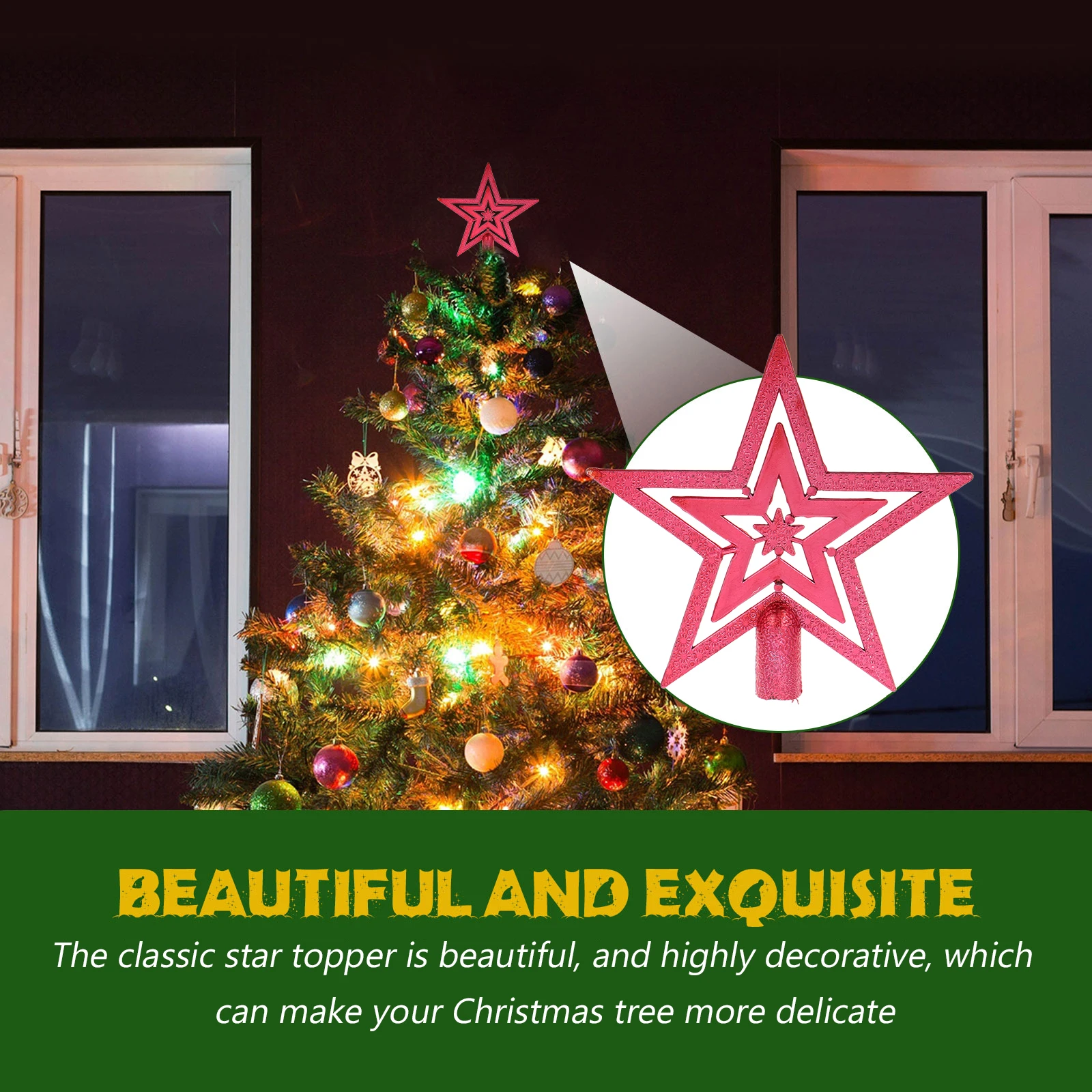 

10Cm Christmas Tree Topper Star Red Festive Treetop Decoration For Holiday Party Lightweight Star Design Yuletide