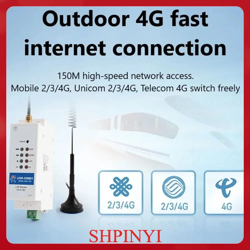 

Настоящий USR-DR801 Экономичный DIN-рейка 4G LTE Cat 1 модем 9–36 В, широкий диапазон, поддержка последовательного порта RS485, встроенное сиденье на DIN-рейку 35 мм