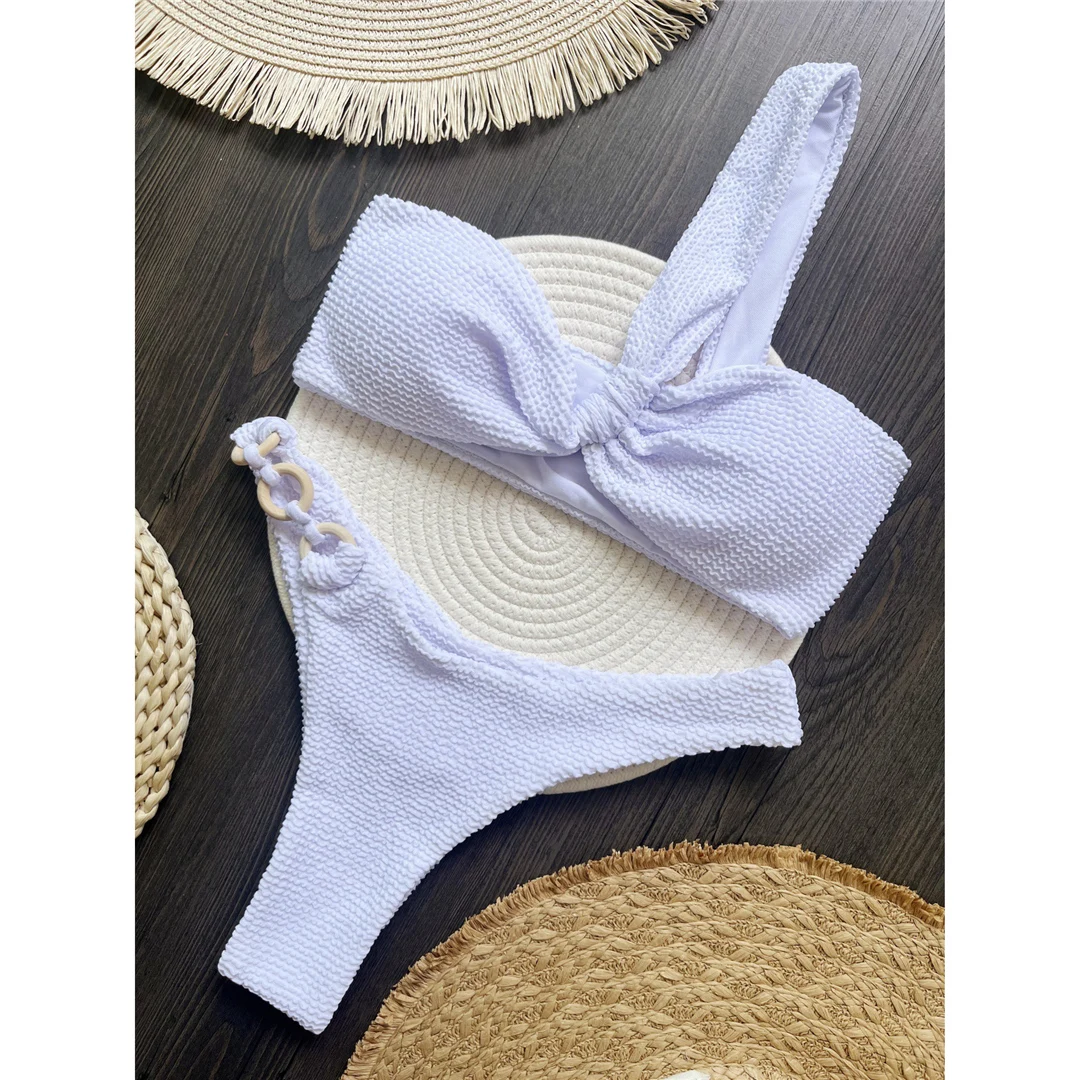 Gefältiger, einseitig gepolsterter Bikini, Damen-Badeanzug, zweiteiliger Bikini-Set, Badebekleidung, Badeanzug, Schwimmanzug V6047 – Detail 16