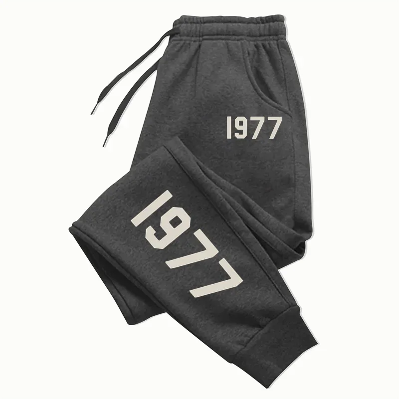 

1977, новые мужские повседневные брюки, хит продаж, осенние и зимние теплые спортивные брюки, модные и универсальные спортивные брюки для бега