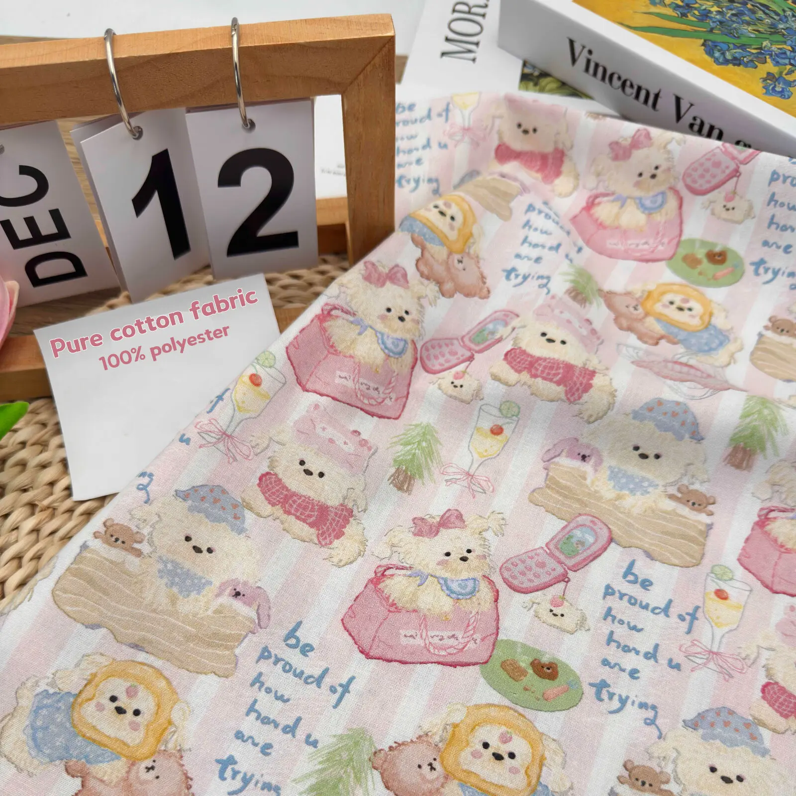 

100% Pure Cotton 110cm Wide Cartoon Pattern Plain Weave Digital Print Fabric Suitable for Handbags Pet Cages Home Decor