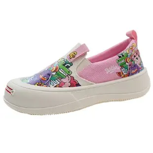 Open smile canvas shoes women 2024 spring summer soft platform lazy slip-on loafers graffiti cloth shoes