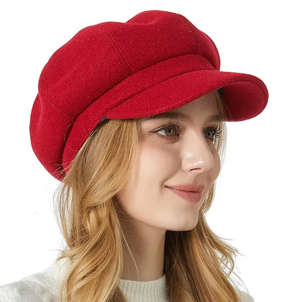 Autumn Winter Hats for Women Solid Plain Octagonal Newsboy Cap Men Ladies Casual Wool Hat Winter Beret Women Painter Caps