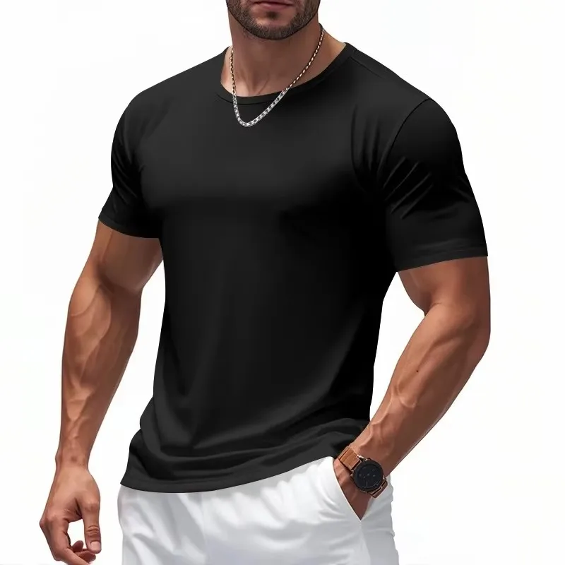 Summer New Men Short Sleeve T-Shirt Ultrathin Quick Dry Men's Sports Tees Gym's Fitness Mesh Breathable Training Running T-Shirt