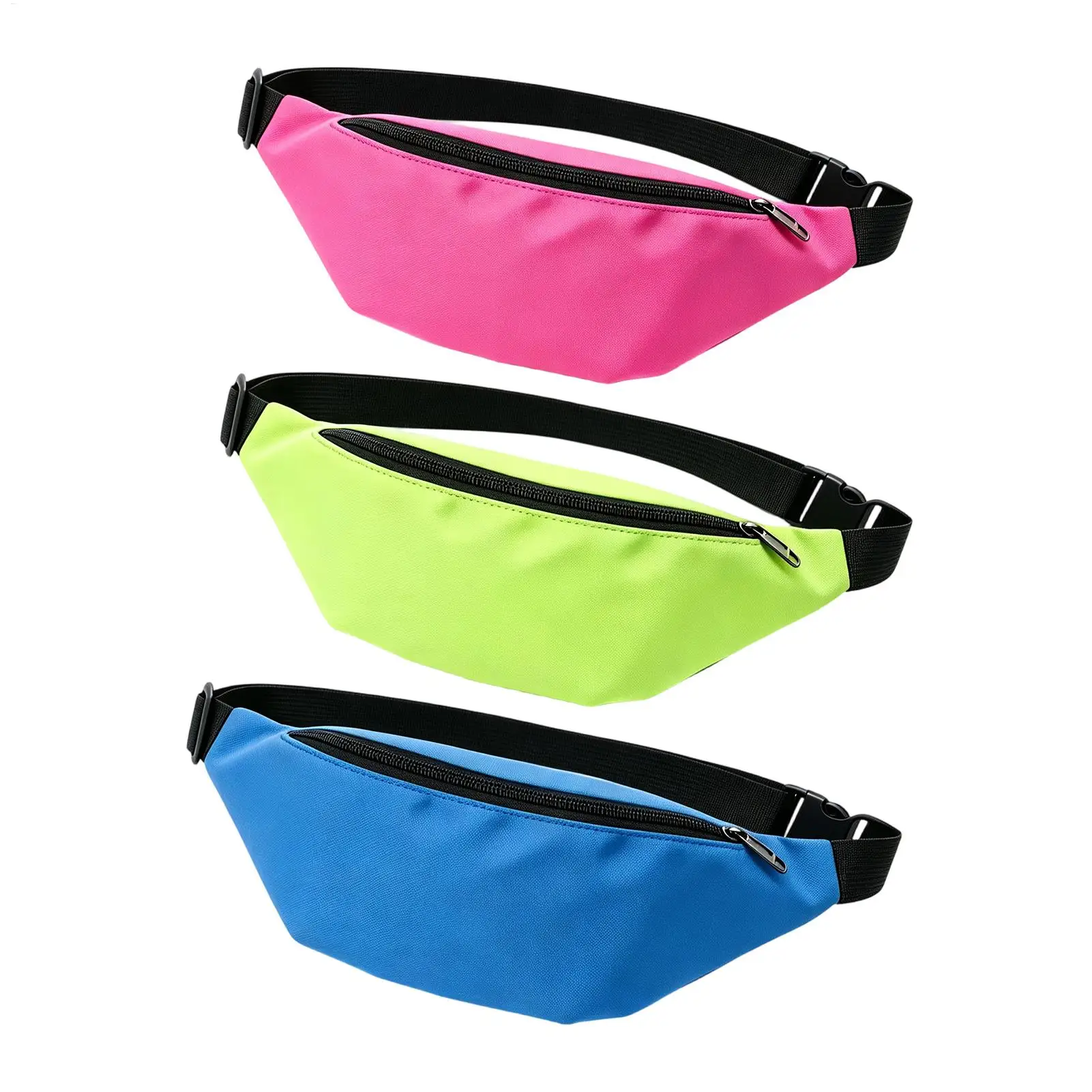 Waterproof Fanny Pack 3 Pieces Waterproof Zipper Sports Pouches Neon Color Adjustable Running Pack For Women Sports Travel