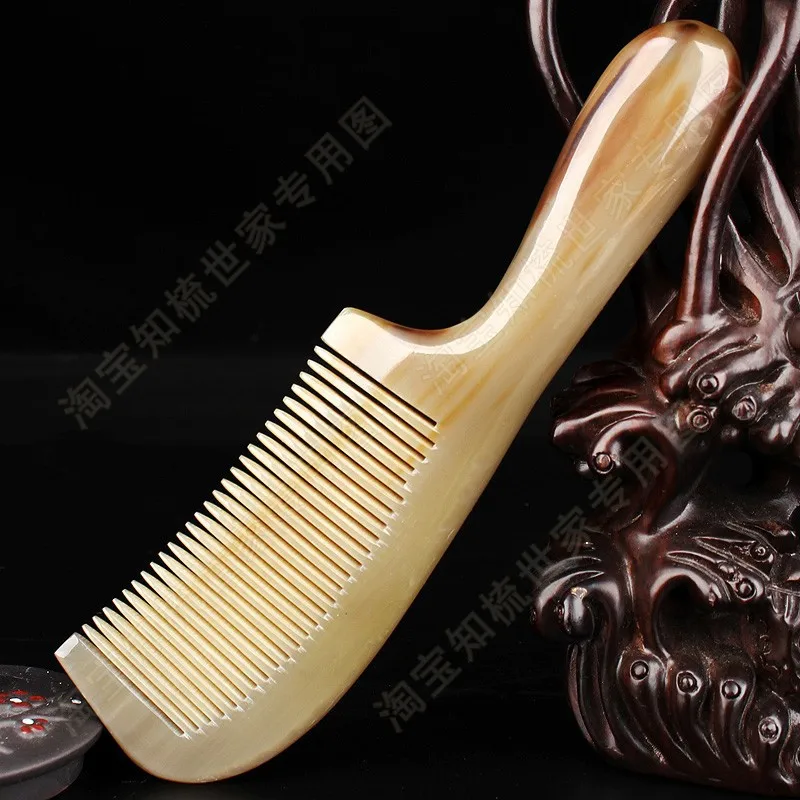 

Factory Yak Horn Comb Natural Thickened White Buffalo Horn Comb Scalp Meridian Massage Men and Women Carved Birthday Gift