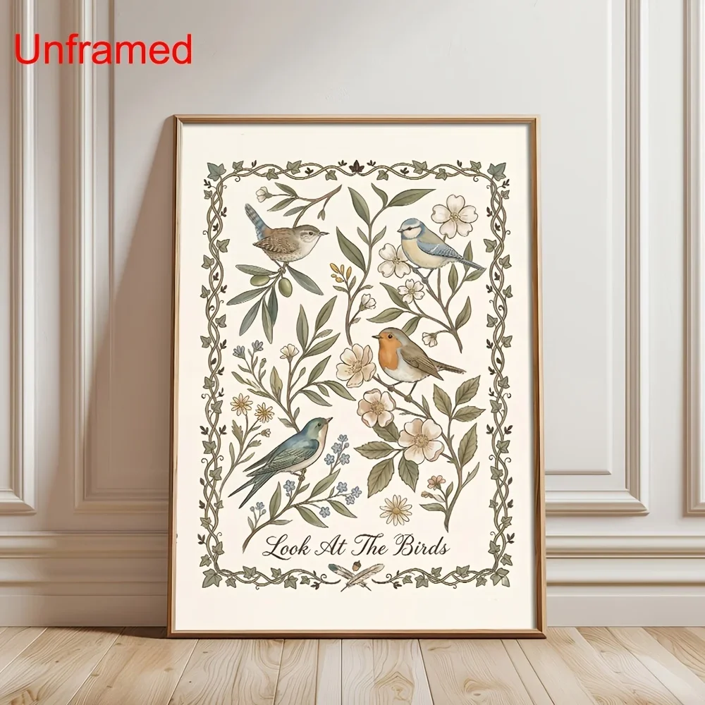 2D Flat, 1pc Vertical Vintage Bird Bible Verse Poster - Vintage Christian Folk Art Suitable for for Home, Bible Verse Wall De