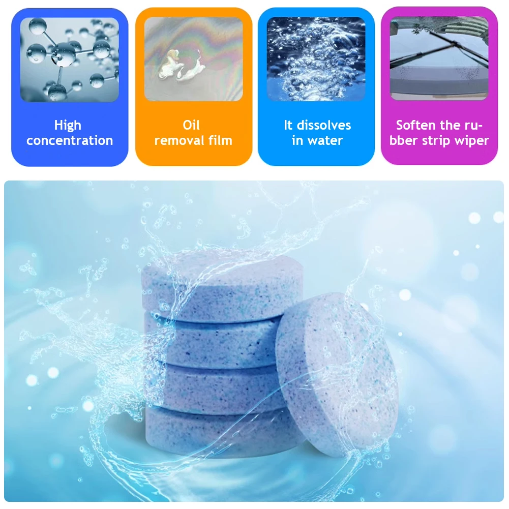 10pcs/set Car Vehicles Windshield Solid Soap Piece Window Glass Washing Cleaning Paint Protective Foil Effervescent Tablets