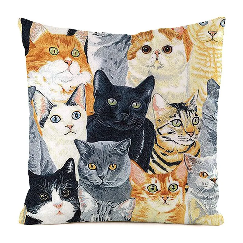 Luxury Home Decor Pillowcase Office Sofa Car Cushion Cover Cute Cat Creative Print