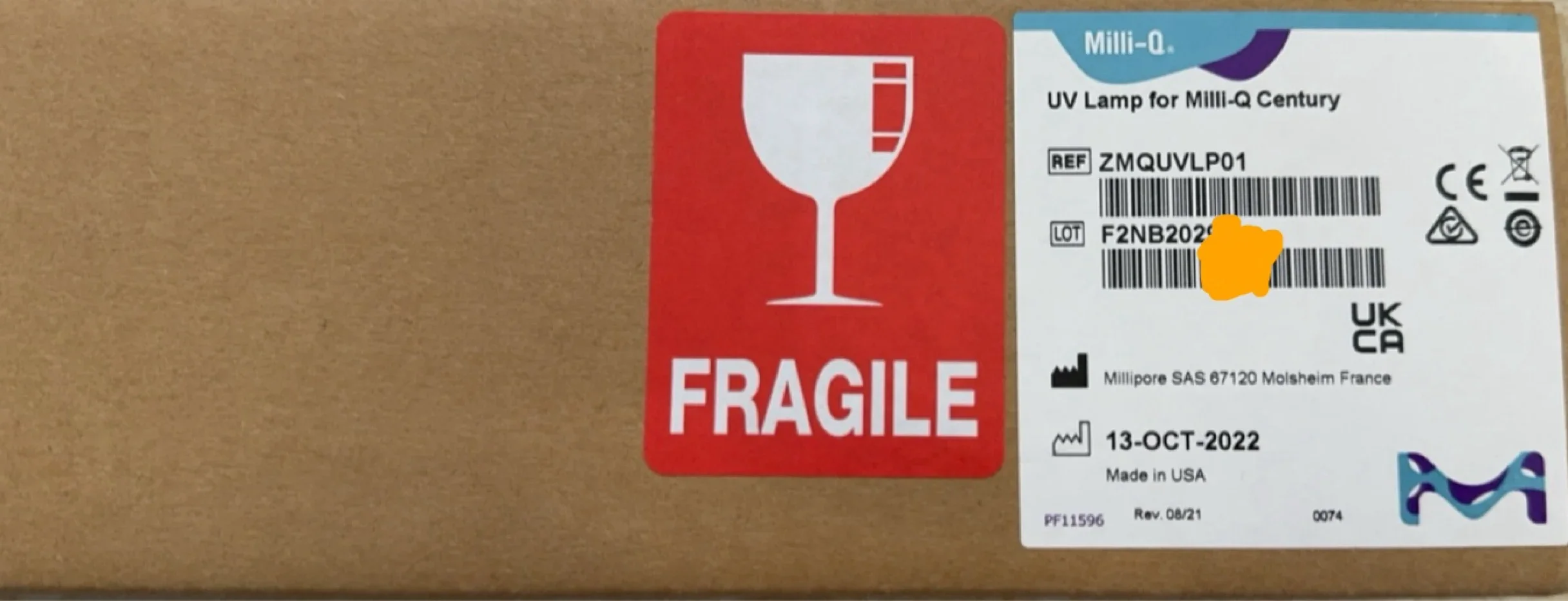Lampada UV Millipore ZMQUVLP01 Milli-Q nuova originale