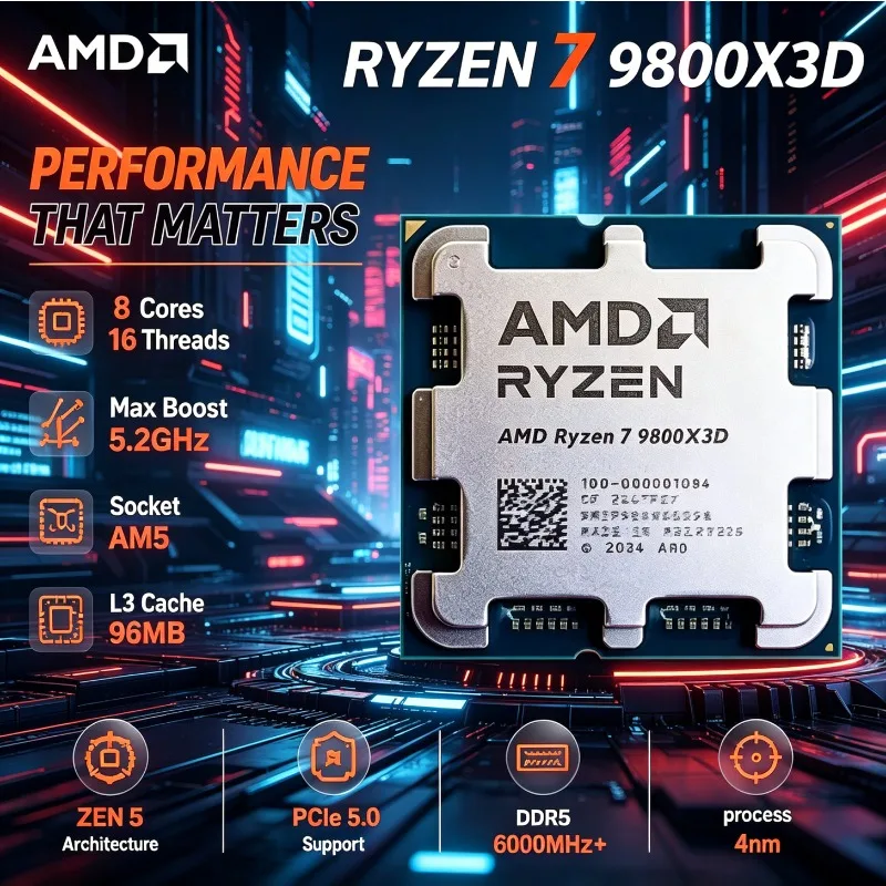

AMD Ryzen 5 5500X3D 3GHz 6-Core 12-Thread DDR4 L3=96M 105W 7NM NEW Gaming Processor R5 5500X3D Socket AM4 100% Brand New