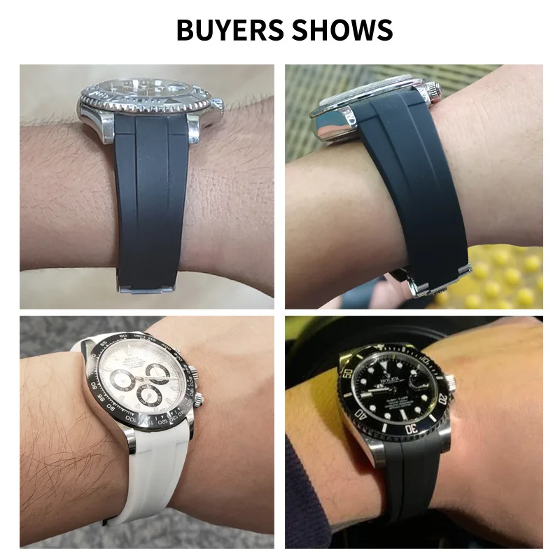 20mm Silicone Watch Strap for Seiko for Rolex for Submariner for Daytona for Oysterflex Waterproof Rubber Bracelet Accessories