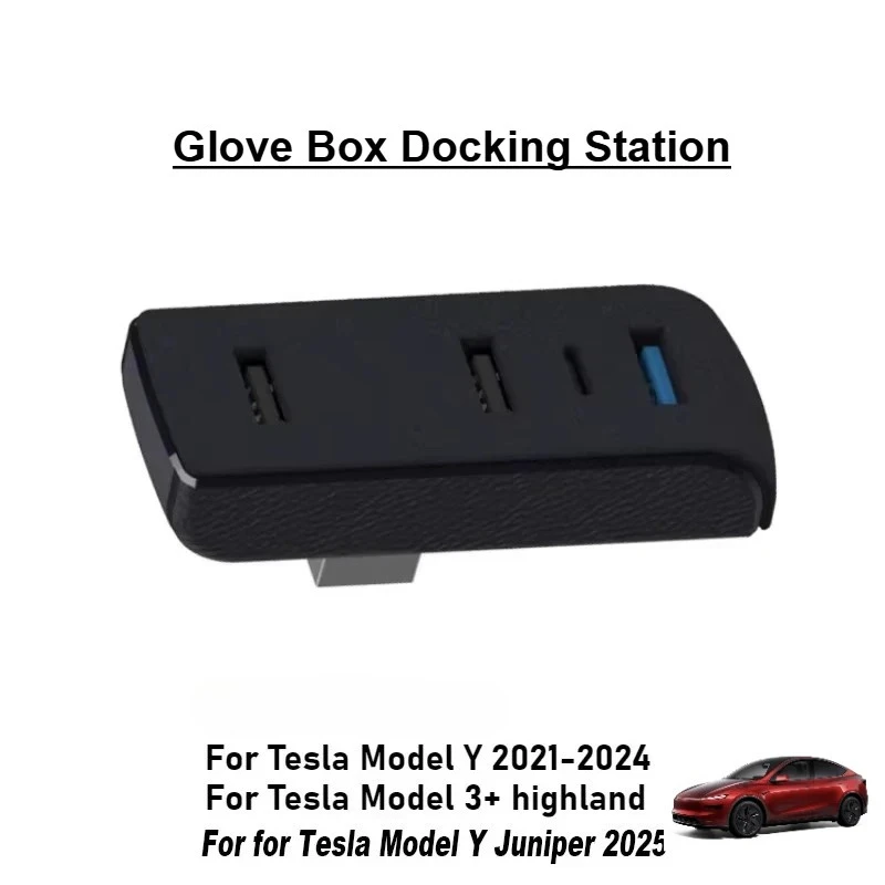 Glove Box 4‑in‑1 USB Hub Docking Station Extender Charger For Tesla Model 3 Model Y 3+ Y Juniper Data Transfer Car Accessories