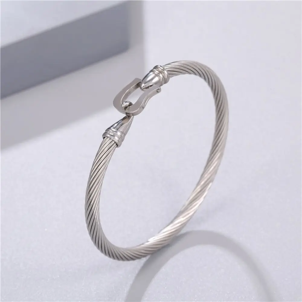 Stainless Steel Horseshoe Bracelet Braided Knot Cable Couple Bracelets Wire Chain Horseshoe Knot Horseshoe Knot Bangles Men