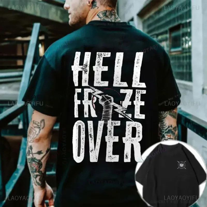 Funny Vintage CM Punk Hell Froze Over high quality Cotton T Shirt American Professional Wrestler T-shirt Best in The World Tops