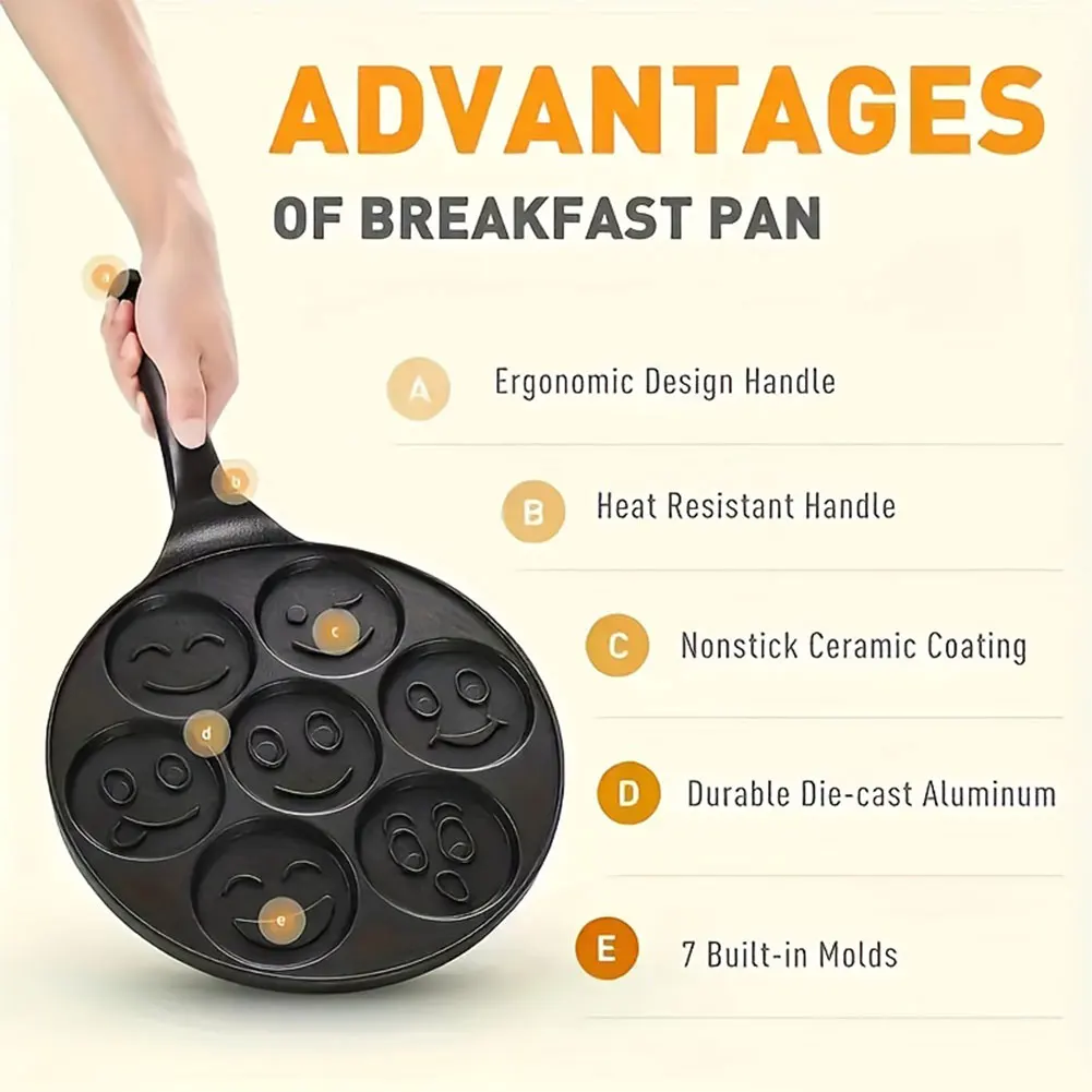 4/7 Cup Non-stick Griddle Pancake Maker Egg Omelet Crepe Frying Pan Pancake Shapes Pan for Kids Breakfast Brunch Parties