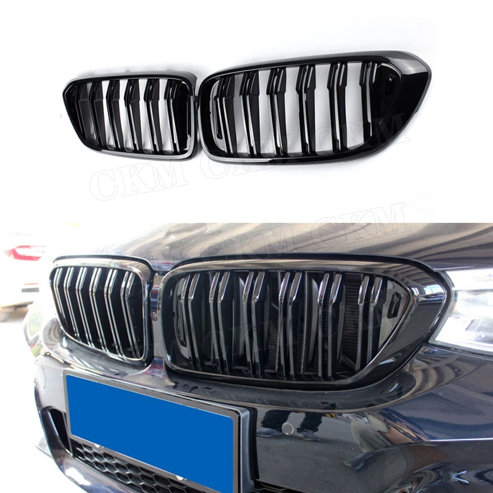 

ABS Gloss Black Front Bumper Grill Kidney Double Slat Grille Mesh For BMW 6 Series GT G32 630i 2018 2019 Facelift