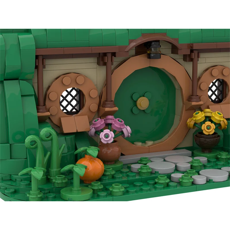 MOC Kreatywny Dom Eksperta Przednia Strona Bag End Klocki Klasyczne Cegie Mini Pierścień Model Architektury Filmowej Ozdoba na Biurko