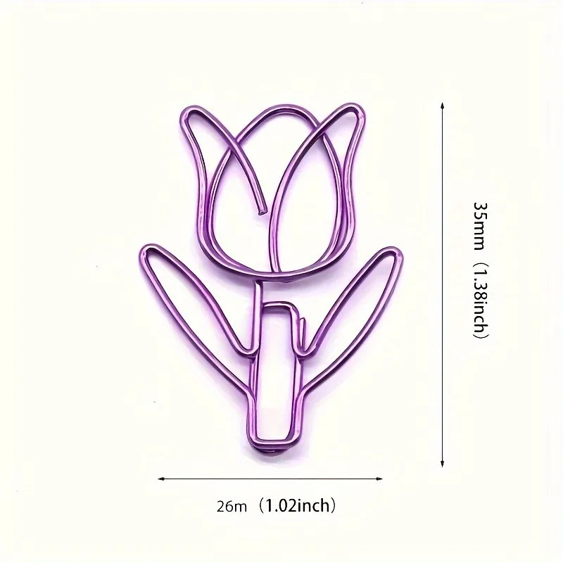 Klip kertas Tulip 40 buah klip kertas alat tulis lucu kartun kreatif bunga klip kertas bentuk kantor klip kertas logam