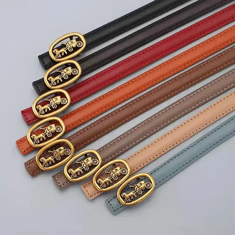 1.3 سم موضة ماركة فاخرة للسيدات مشبك دبوس حزام جلد طبيعي فستان لحزام الجينز