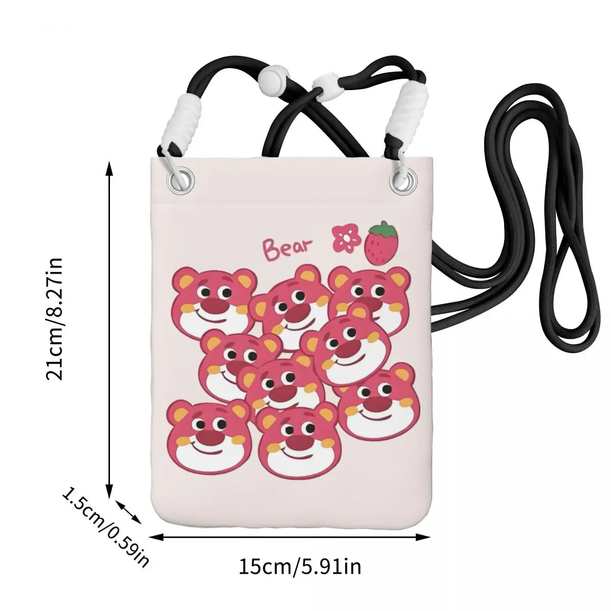 مخصص Lotso حقيبة الهاتف المحمول للرجال النساء الفراولة الدب الكرتون الكتف حقيبة كروسبودي مناسبة محفظة نسائية للعملات المعدنية محفظة صغيرة المحفظة