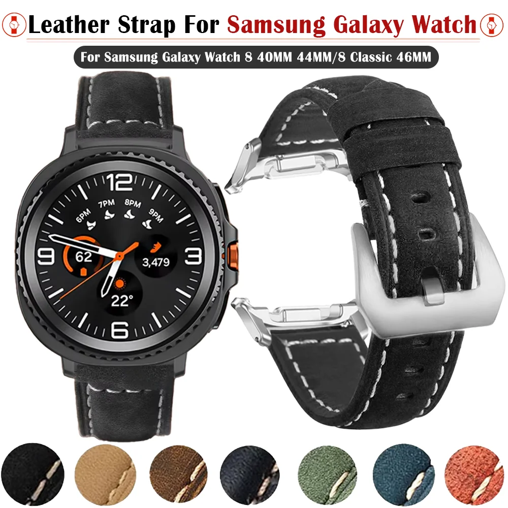 Lederarmband für Samsung Galaxy Watch 8 44 mm 40 mm No Gap Ersatzband Galaxy Watch 8/8 Classic 46 mm Armbandzubehör