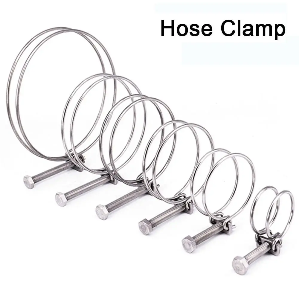 1Pc Pipe Hoop 304 Stainless Steel Hose Clamp Double Wire Pipe Clip Fixed Clip for Fuel Tube Water Pipe Ventilation Pipe