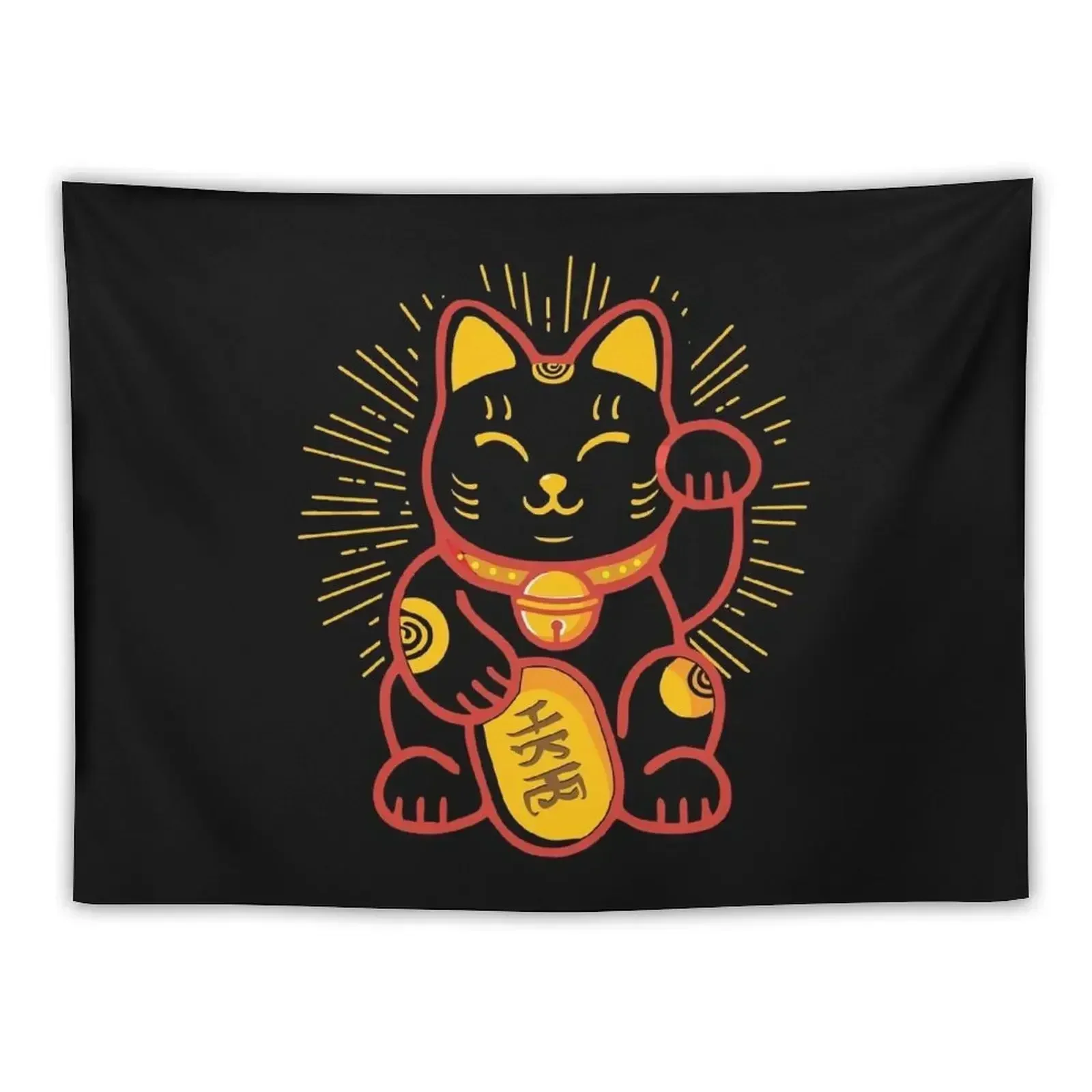 Money Cat Maneki-Neko Lucky Cat Golden Kitten Japanese Good Luck Charm Gift Tapestry Carpet Wall Aesthetic Room Decors Tapestry