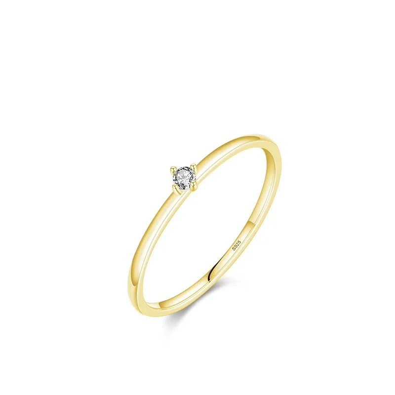 Exquisiter Moissanit-Fingerring für Damen, 18 Karat vergoldet, 925er Sterlingsilber, elegante Ringe mit 2 mm D-Farbe, runder Labordiamant