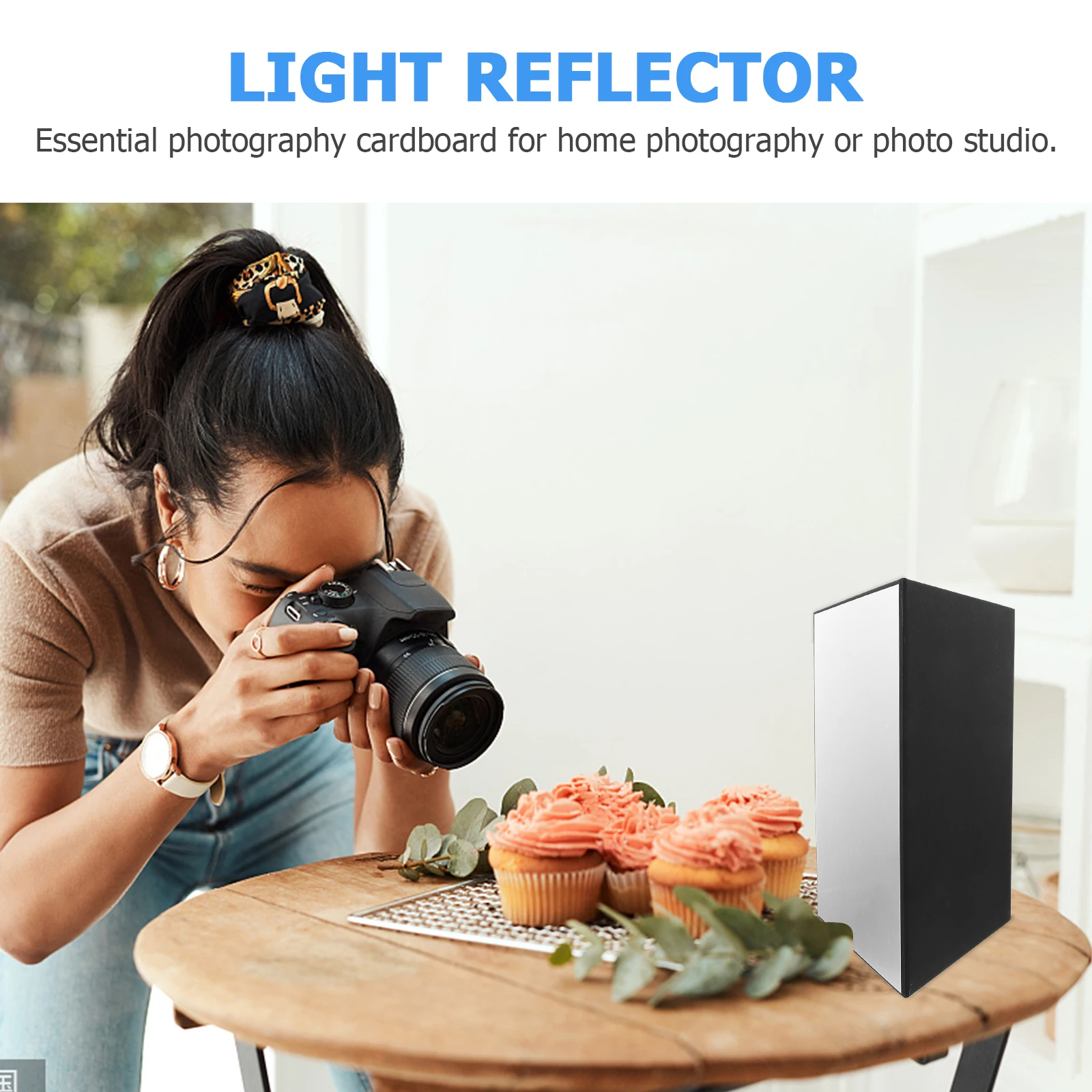 

Foldable Light Reflector Cardboard White Silver Black Sides 180 Degree Photography Reflective Board for Jewelry Cosmetics Still
