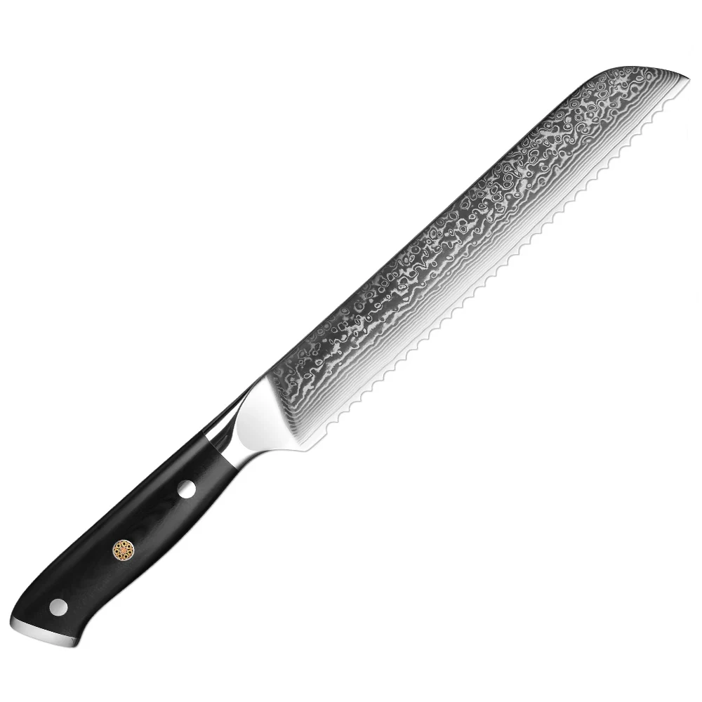 XITUO Family Restaurant Professional Serrated Bread Knife 8 Inch, 67 Layer Damascus Steel Sharp Kitchen Cooking Knife G10 Handle