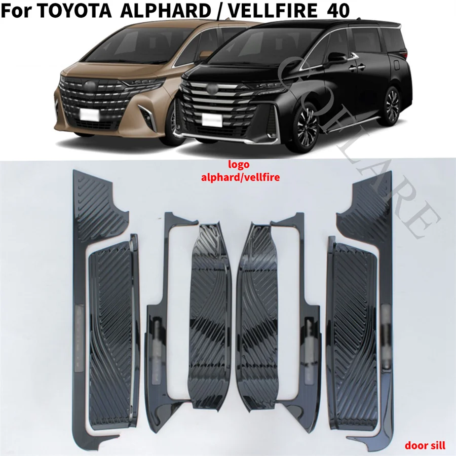 Accessories For Toyota Alphard Vellfire 40 AH40 Car stying Door Sill Scuff Plate Pedal Entry Guard Cover threshold 2023 2024