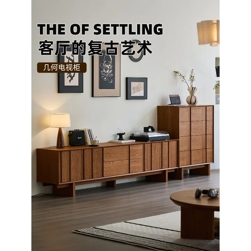 

Цветной шкаф для телевизора из цельного дерева, ретро-гостиная, комбинированный фильм и телевизор, эстетический шкаф для хранения песен, сундук для хранения