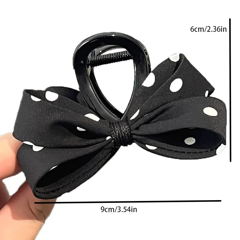 Women's Polka Dot Bow Hairpin Classic Color Elegant Shark Clip Fashion Girl Ponytail Clip