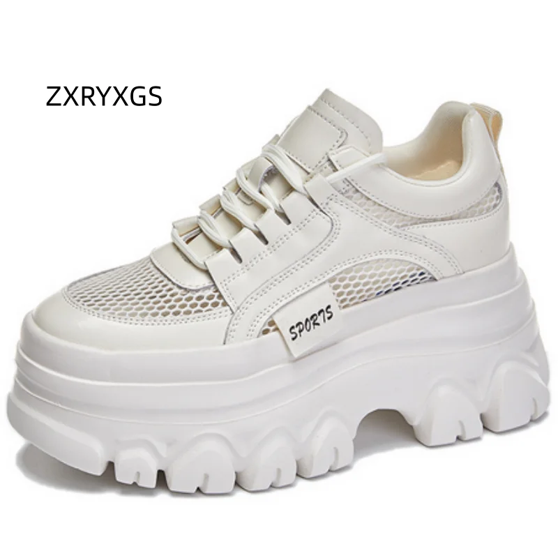 靴 26ss CHUNKY PLATFORM LACE-UP SHOES ZXRYXGS 2026 New Spring Summer Cowhide Mesh Thick-Soled Heighten