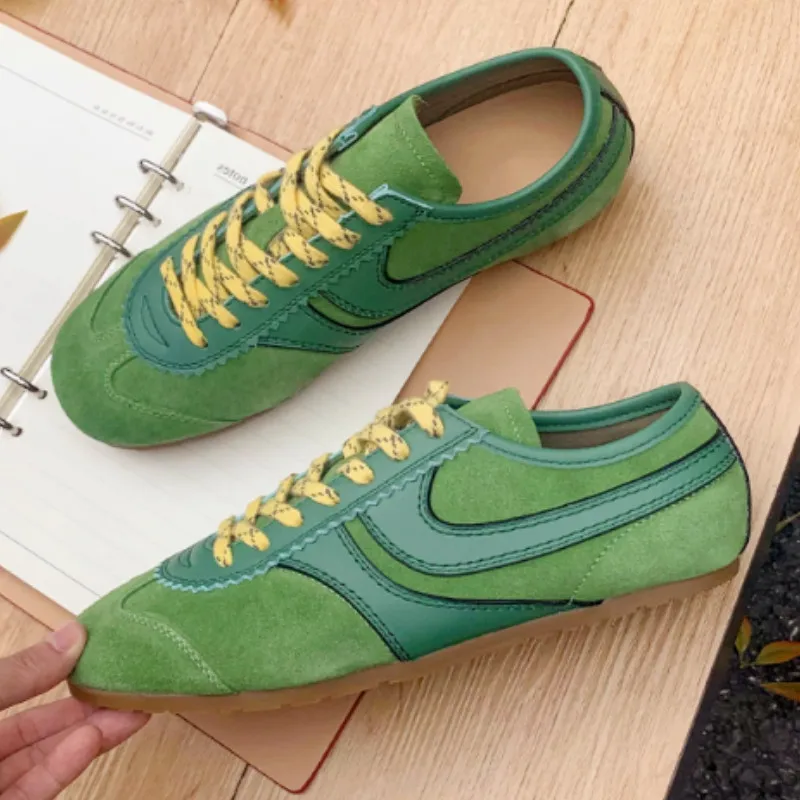 

High Quality Genuine Leather Lace Up Designer Sneakers Women Retro Patchwork Derby Shoe Comfortable Soft Sole Forrest Gump Shoes