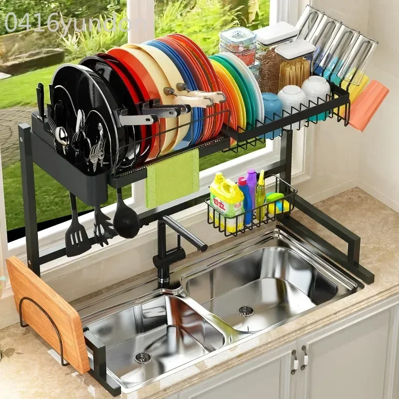 

2024 Over The Sink Dish Drying Rack (Adjustable Height/Length) Snap-On Design 2 Tier Large Dish Drainer Kitchen Organization