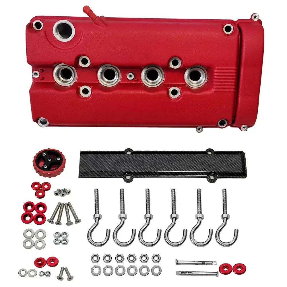 For Wall Decorative Engine Valve Cover Tuning Parts Fits Honda Civic  Heavy Duty Wall Mounted Red Engine Valve Cover w/ 6 Hooks