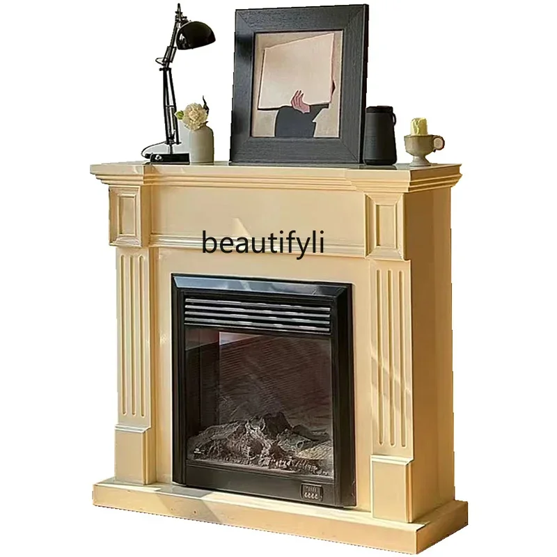 

French simple solid wood fireplace decorative cabinet American modern entrance foyer porch rack