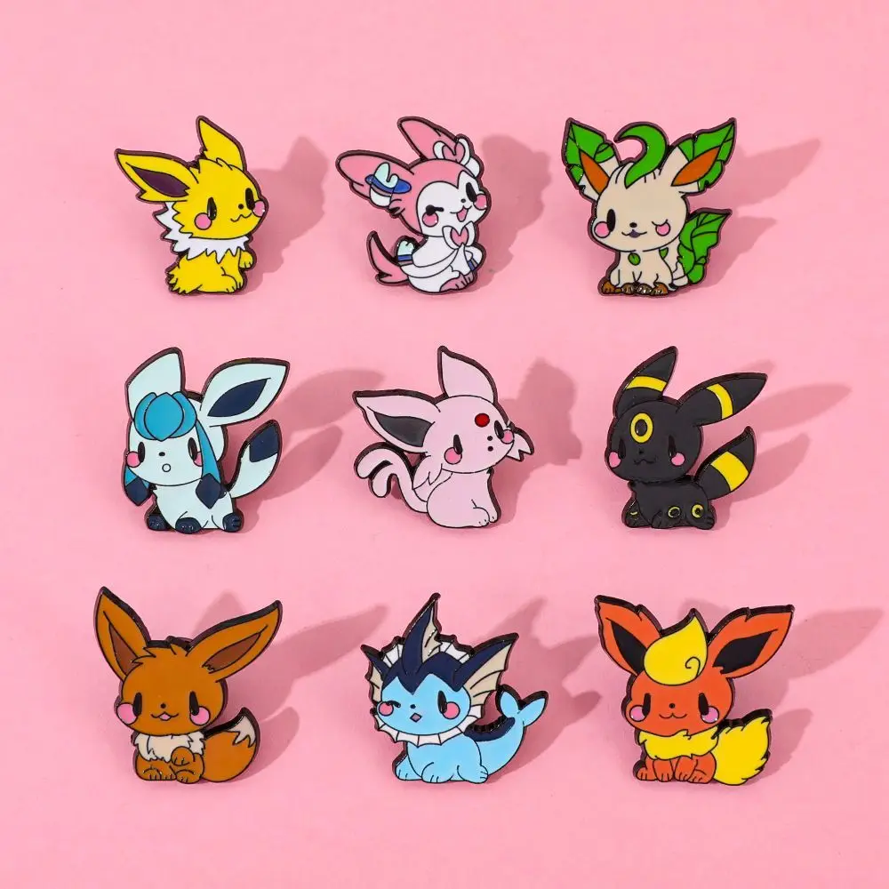 Cute Pokemon Eevee Enamel Pins Anime Metal Brooches Kawaii Eeveelution Lapel Badges Backpack Jewelry Gift view 6