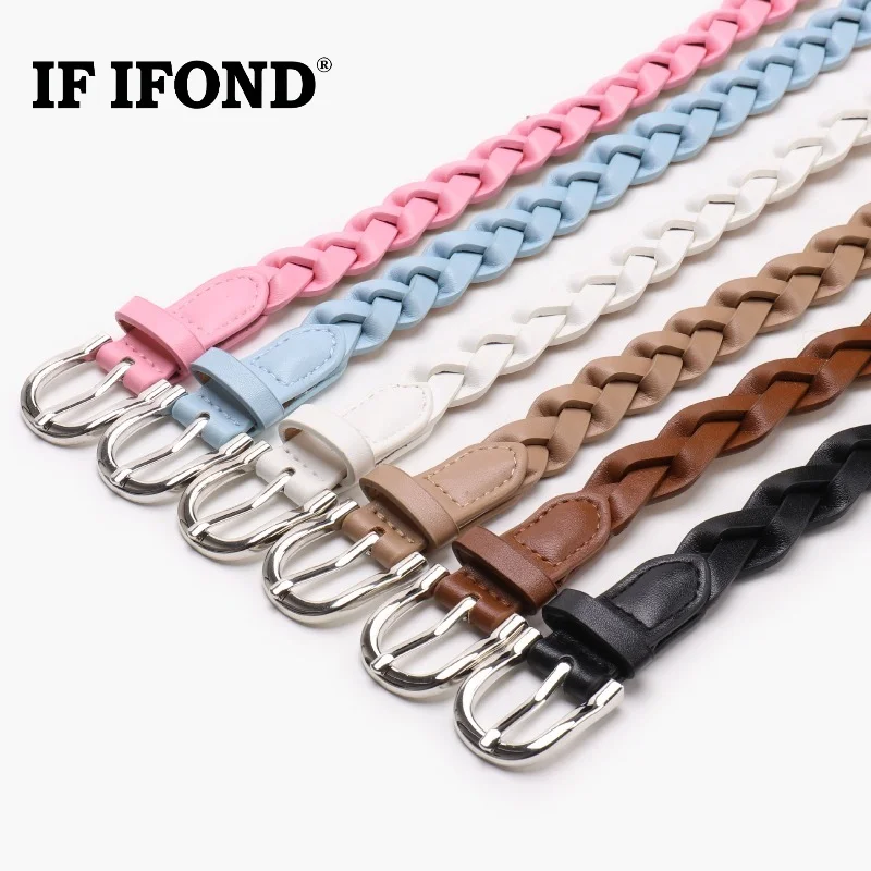 IF IFND Korean-Style Hole-Free Versatile Belt for Jeans and Dresses Simple Everyday Hand-Braided Linen Women’s Belt