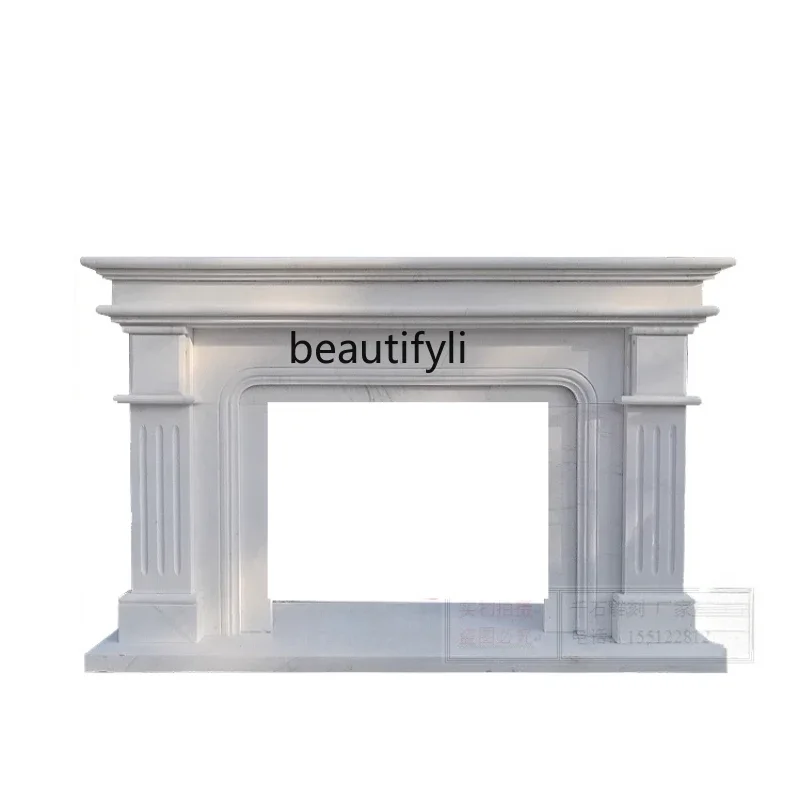 

yh French light luxury marble stone fireplace simple decoration living room stone carving white decorative cabinet customization