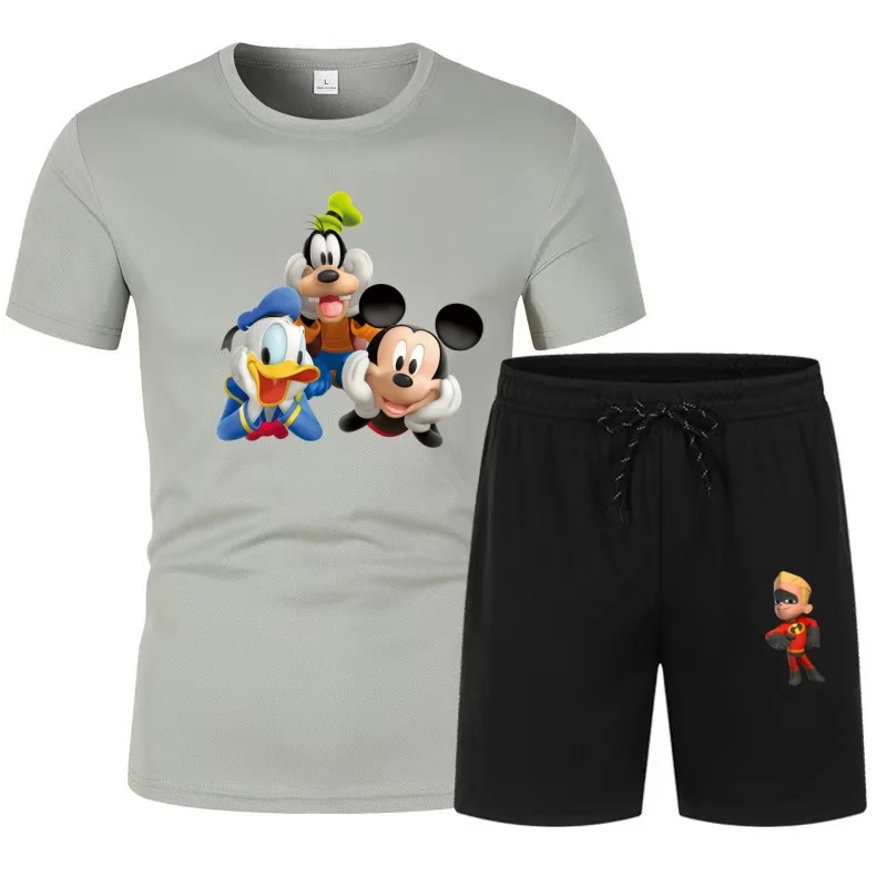 Disney Summer Loose Cartoon T-Shirt Shorts Set For Couples, Breathable Casual Set, Versatile Sports Set For Home And Outdoor Wea