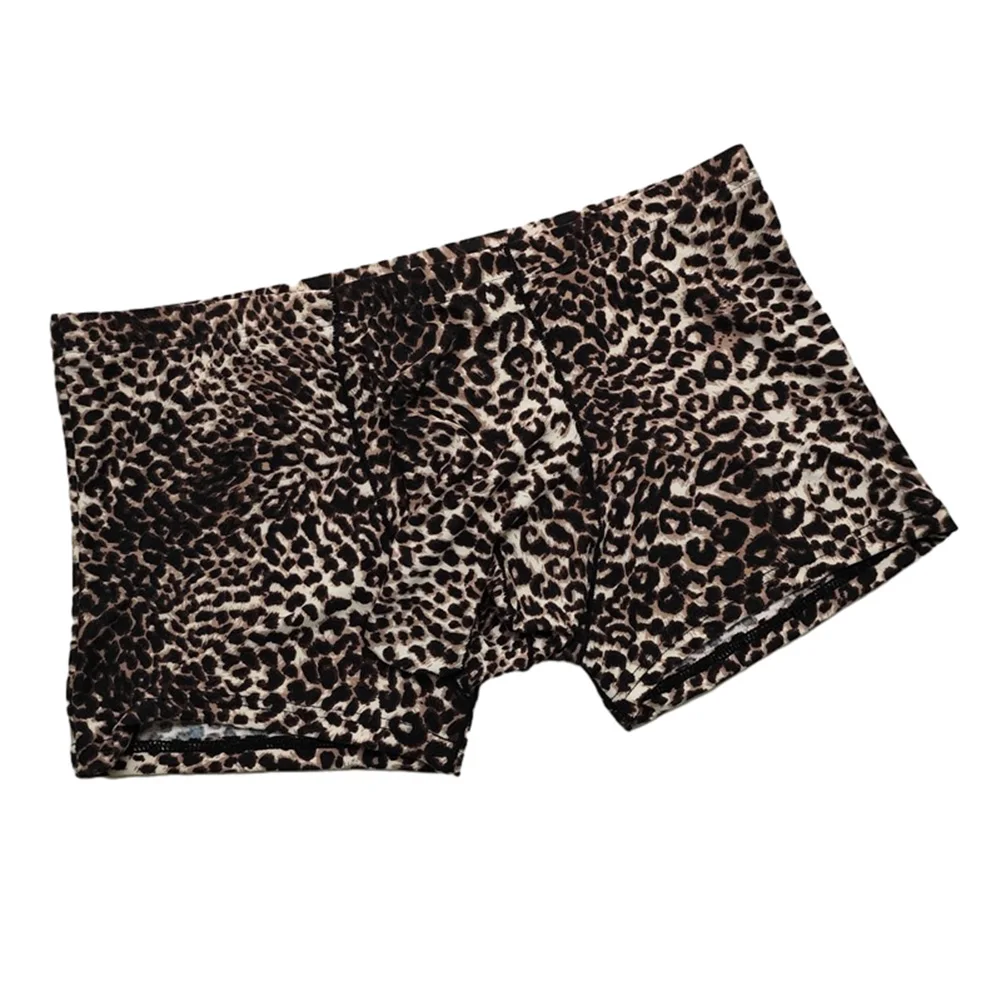 Calcinha de cintura baixa com estampa leopardo masculina, calcinha confortável com bolsa em U, lingerie sensual, cueca bem aparência