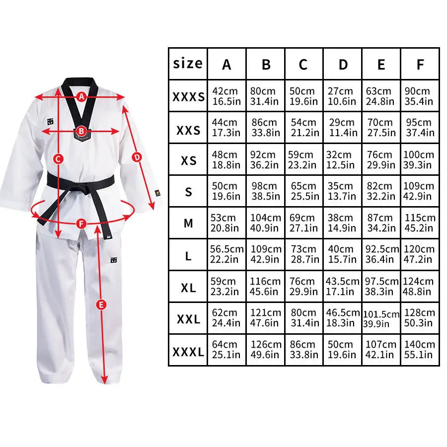 WTF Taekwondo Dobok Kleidung für Kinder und Erwachsene ITF Karate-Anzug Taekwondo-Uniform Karate-Kleidung Größe XXXL-XXXS – Detail 2