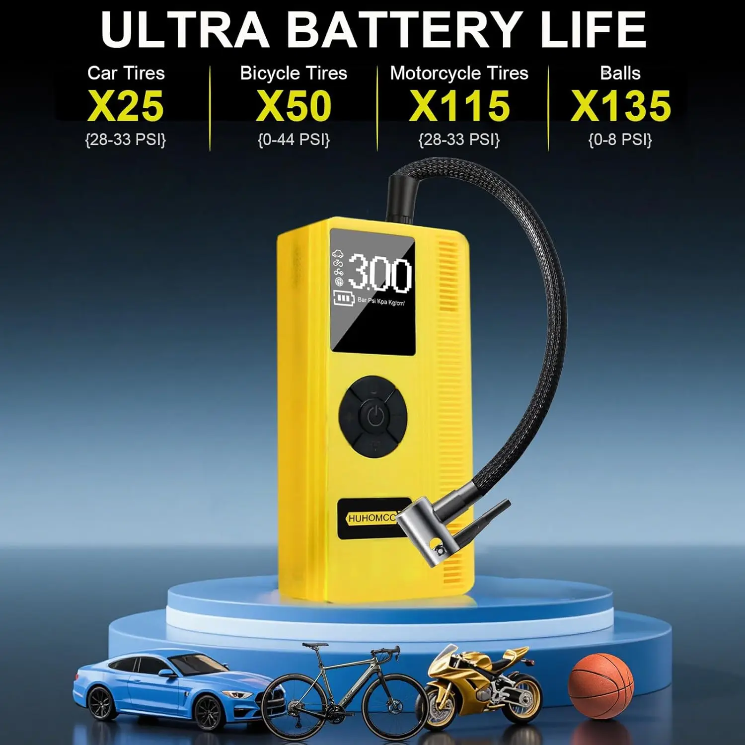 مشغل قفز للسيارة 7 في 1 مع ضاغط هواء، حزمة طاقة 3000 أمبير 12 فولت، منفاخ رقمي 150 رطل لكل بوصة مربعة للغاز/الديزل، وإضاءة LED وكابلات