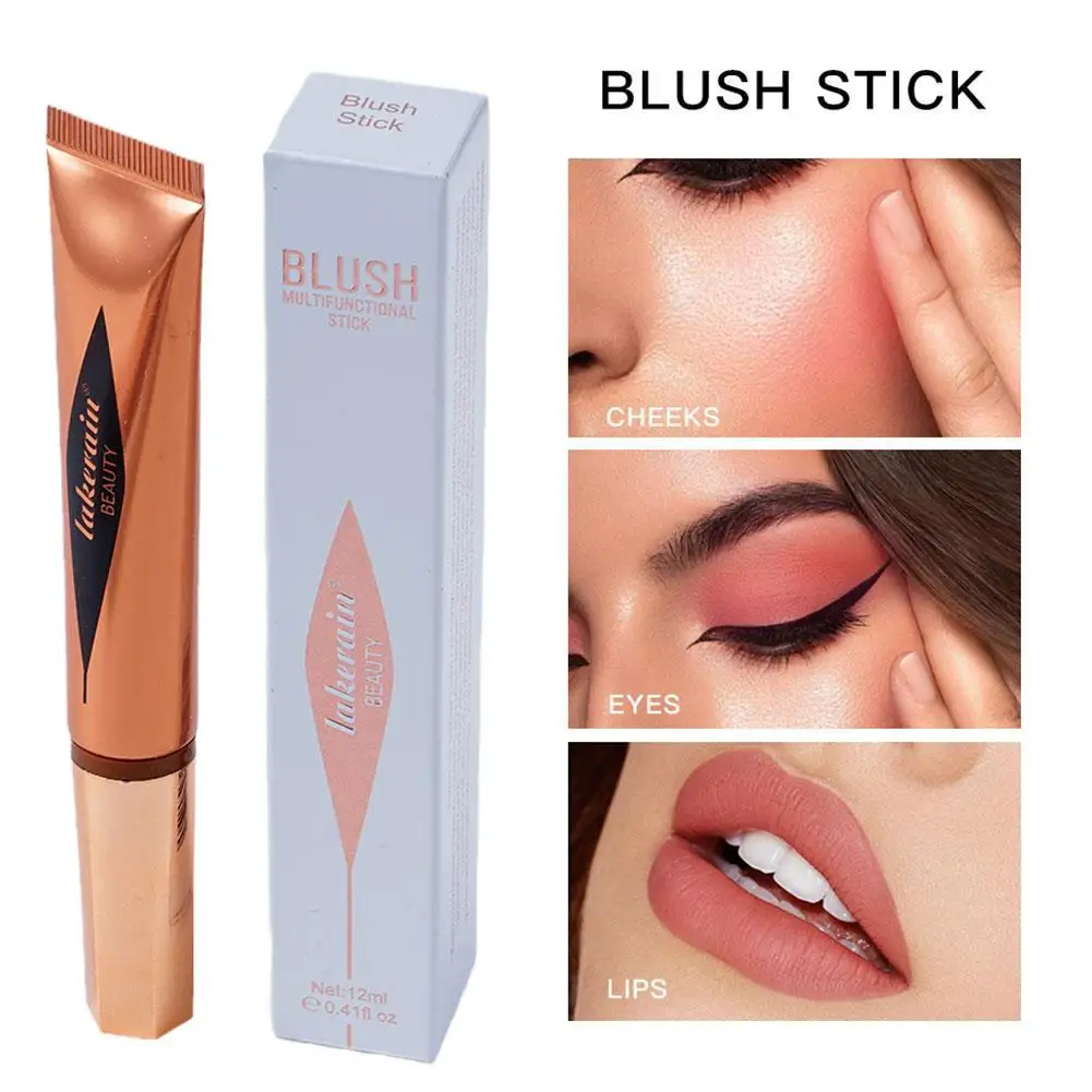 Natural Face Liquid Blusher Cream Cheek Eye Tint Peach Multi-use Makeup Brighten Makeup Blush Cheek Contouring Stick Cosmet T1F8