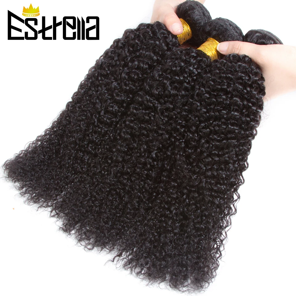 5Pcs 24inch Human Hair Bundles Kinky Curly Human Hair Bundles Deal Peruvian Human Hair Weave Bundles For Women Hair Extensions