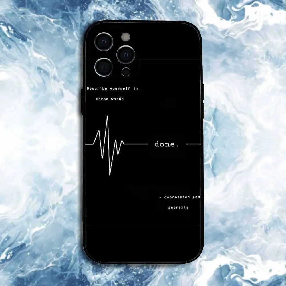 حافظة هاتف جمالية من Sad-depression-Black-Word لهاتف iPhone17,16,15,14,13,12,11 Plus, Pro Max، غطاء أسود من السيليكون الناعم #6